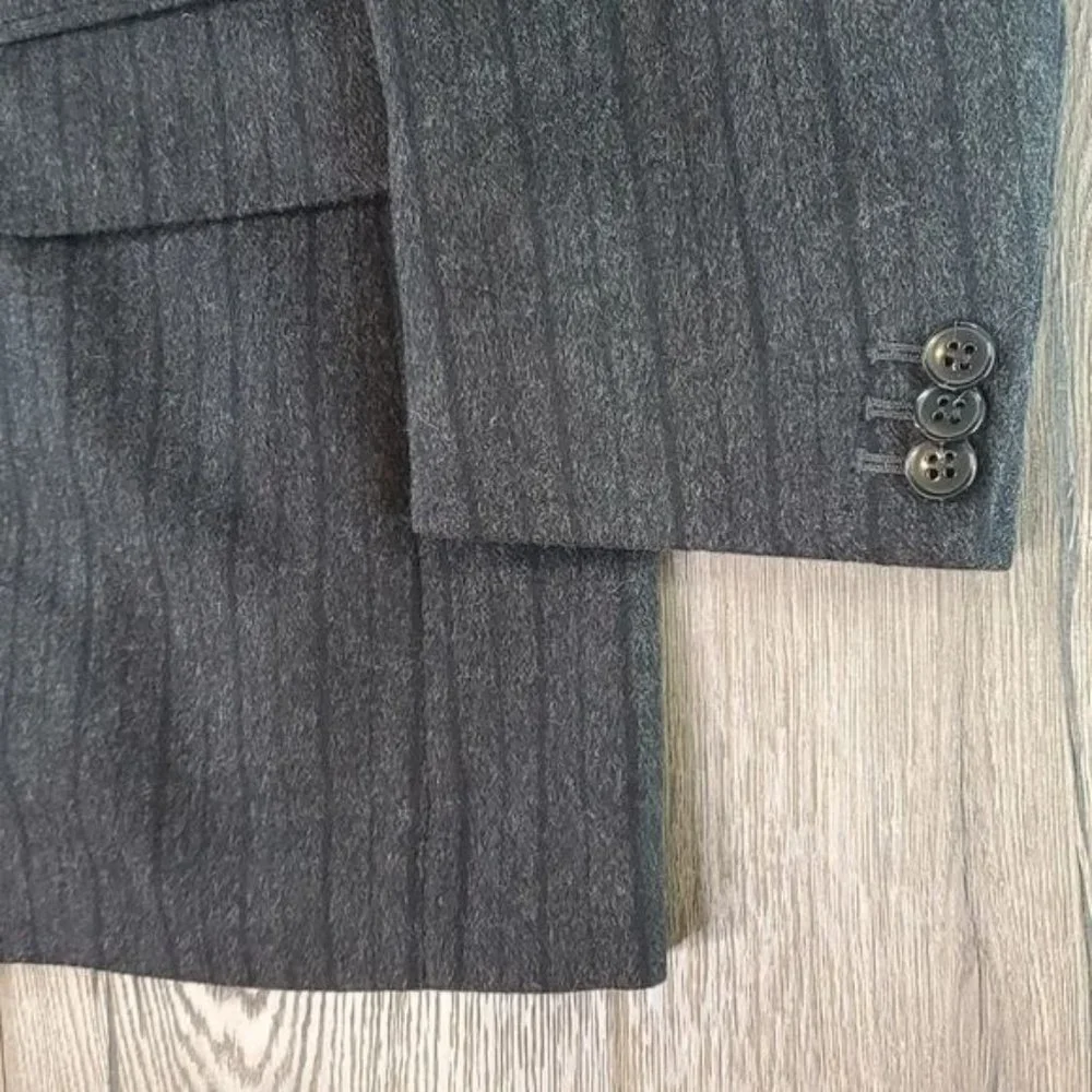 Z Zegna Unstructured Sport Coat Wool Angora Gray Stripe 48‎ EU 38 US